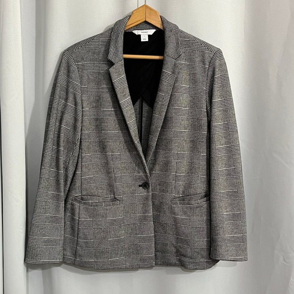 Old Navy Jackets & Blazers - Old Navy Blazer Womens‎ L Black White Glen Plaid Single Button Academia Office